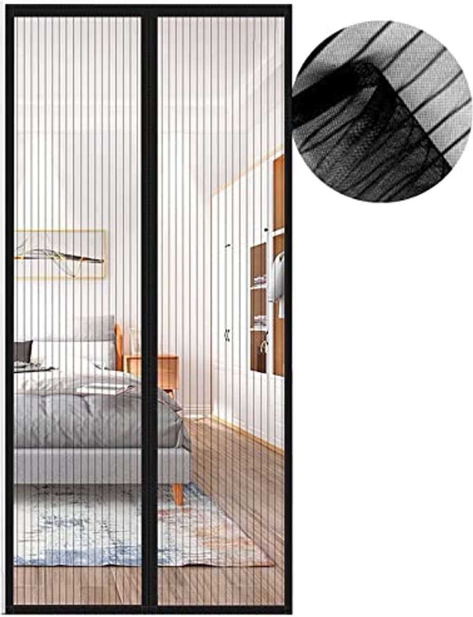 Magnetische Insectenbescherming Voor Deur - Vliegenscherm Zonder Boren, Zwart, 90 x 205 cm