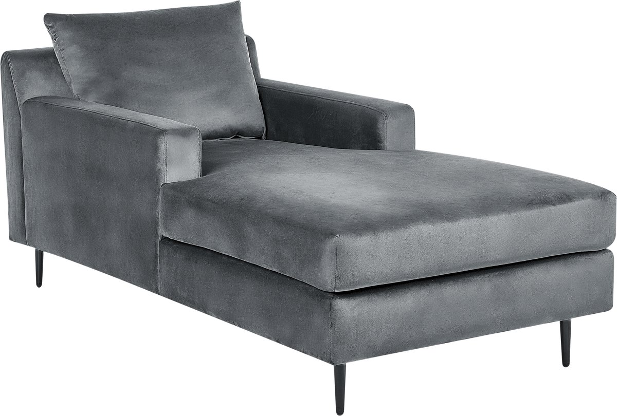 Beliani GUERET - Chaise longue - Grijs - Symmetrisch - Fluweel