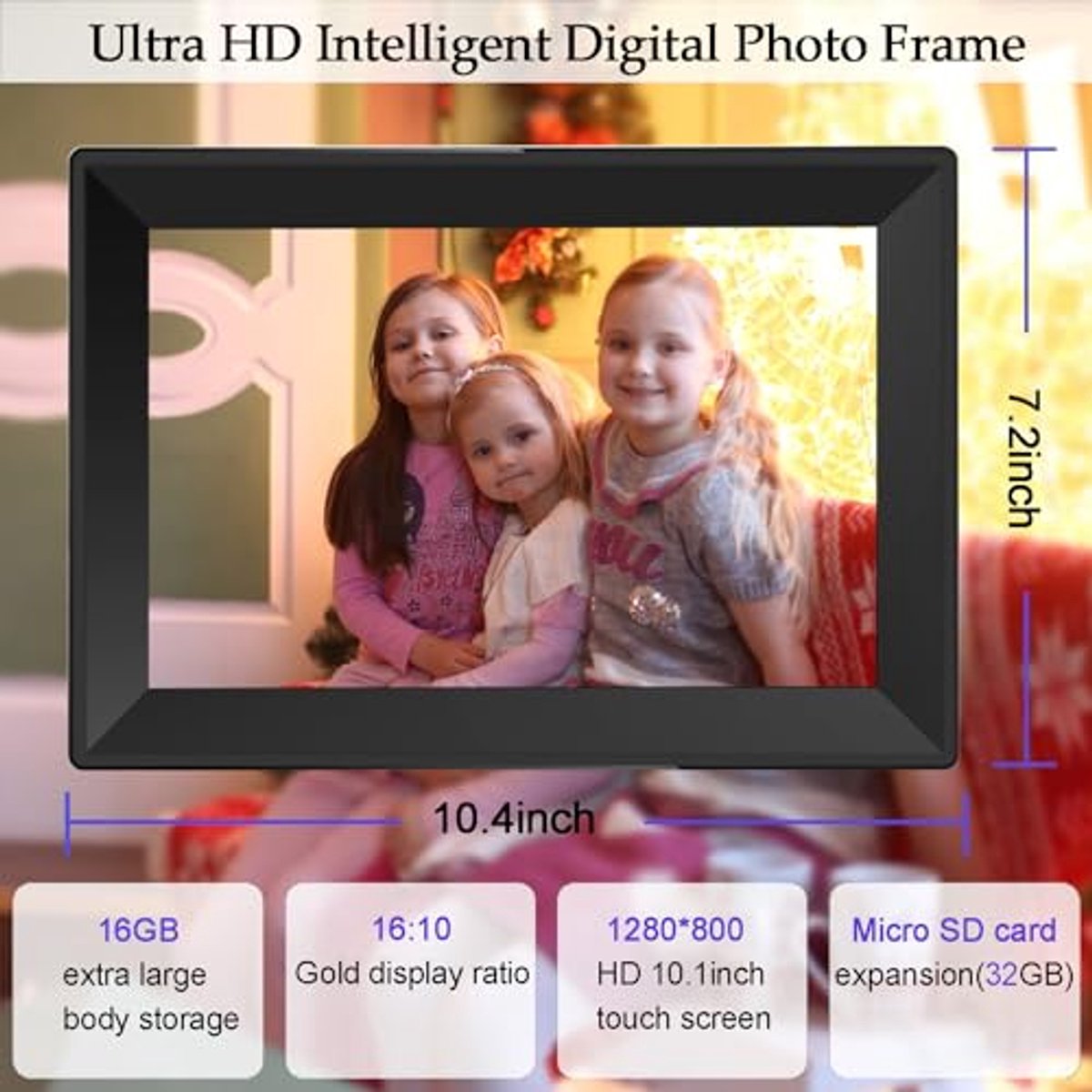 Digitale fotolijst 10,1 inch met HD touchscreen en wifi - Perfecte cadeau-ideeën voor Moederdag