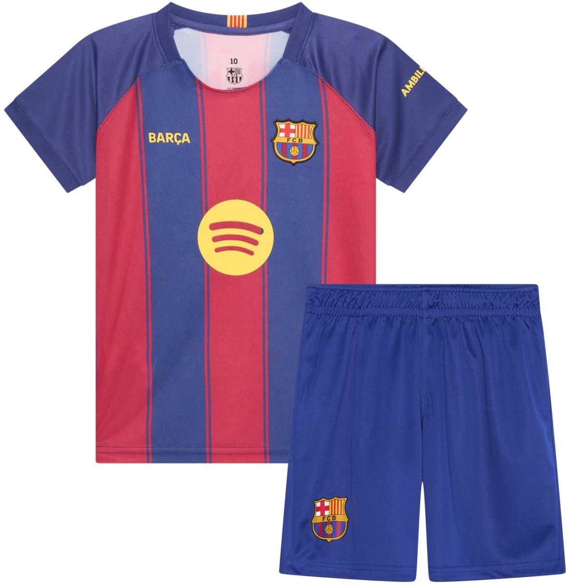 FC Barcelona Thuis Tenue 25/26 - Maat 116 t/m 164 - Sportkledingset - Jongens & Meisjes - Voetbaltenue - Voetbalkleding - 100% Polyester - Blauw - Rood
