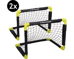 foto van Dunlop Voetbaldoel 50 x 44 x 44 cm - Voetbaldoeltjes Set van 2 - Voetbalgoal Opvouwbaar - Voetbal Goal Makkelijk Opbergen - Voetbal Training Goals voor Kinderen - Kunststof - Zwart/ Geel