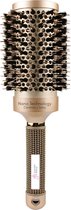 Gouden ronde borstel met zwart met gouden handvat, met de tekst 'Nano Technology Ceramic + Ionic'.