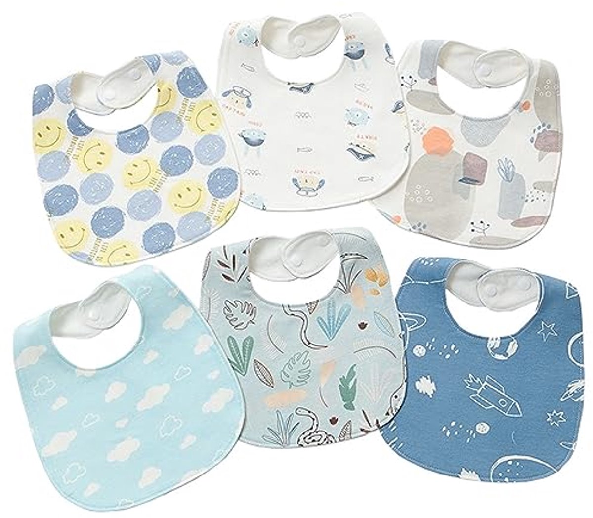 Image of 6-Pack Baby Bandana Slabbetjes - Verstelbare, Waterdichte en Zachte Katoenen Slabbetjes voor Baby's