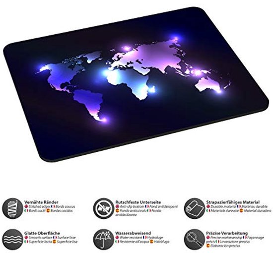 Gaming en Office muismat - 220 x 180 mm, genaaide randen, antislip onderkant — afbeelding 3