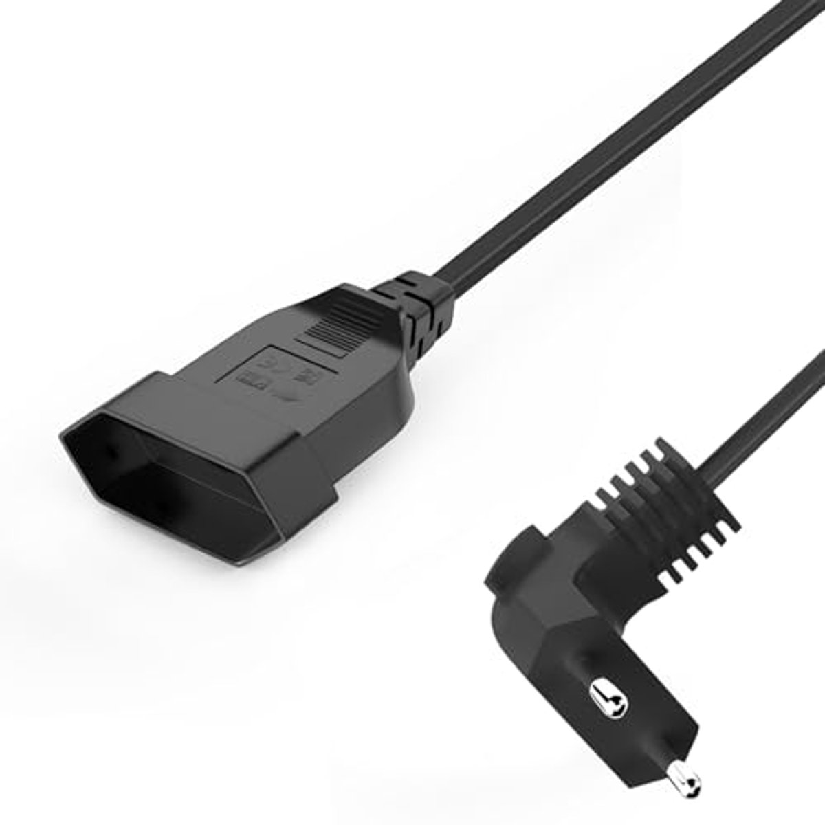 Platte Verlengkabel Eurostekker 2,5 A 250 V - Korte Type C Stekker voor TV, Computer en Huishoudelijke Apparaten