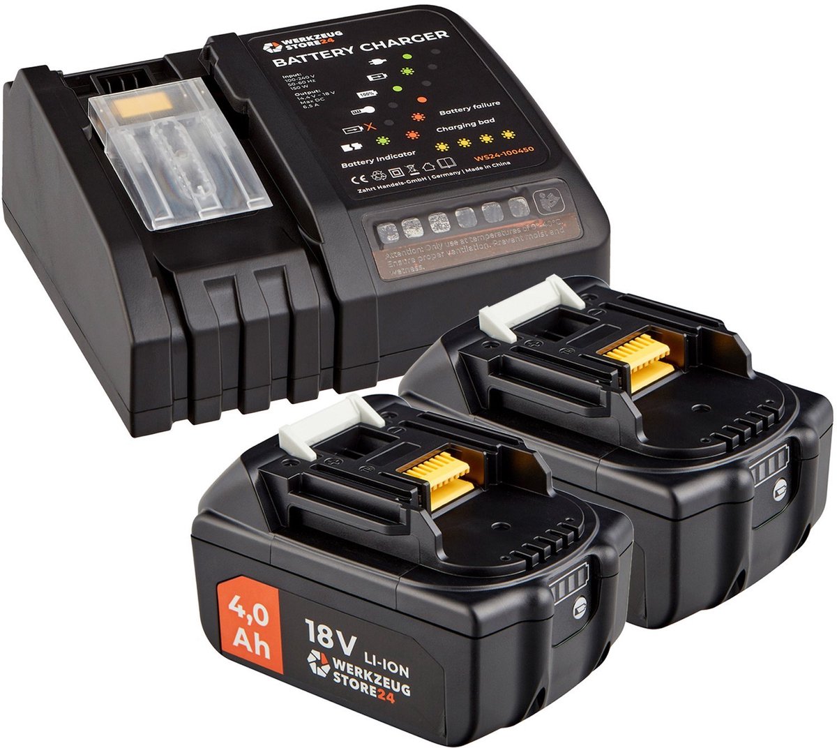 WS24 Accu Starterset 18 V / 2x 4,0 Ah Accu + Snellader