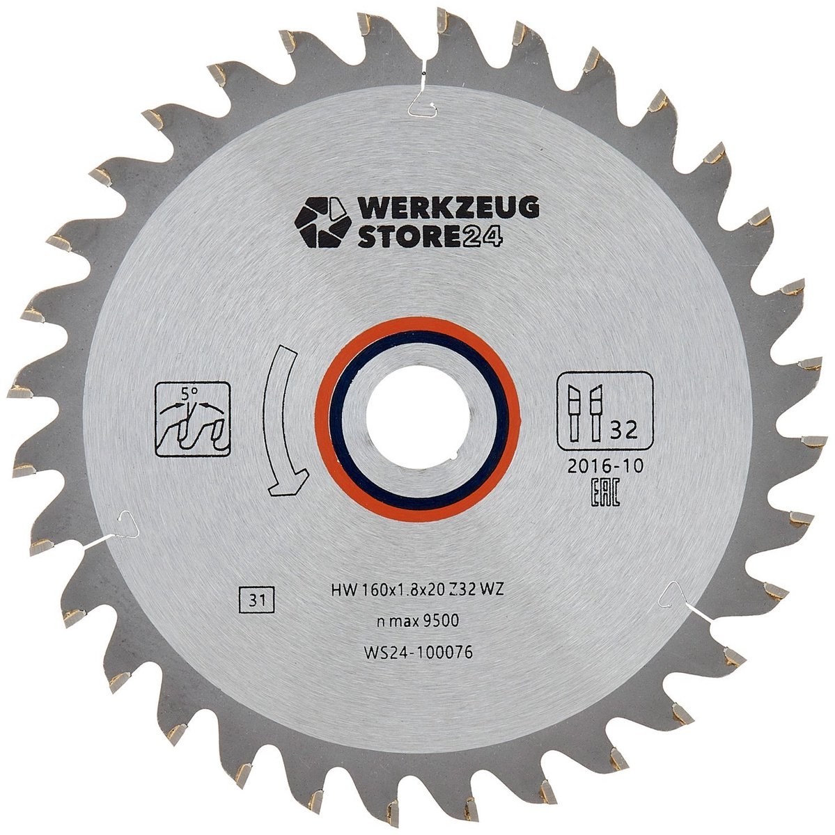 WS24 TCT cirkelzaagblad hout 160 x 1,8 x 20 WZ 32 - WS24-100076