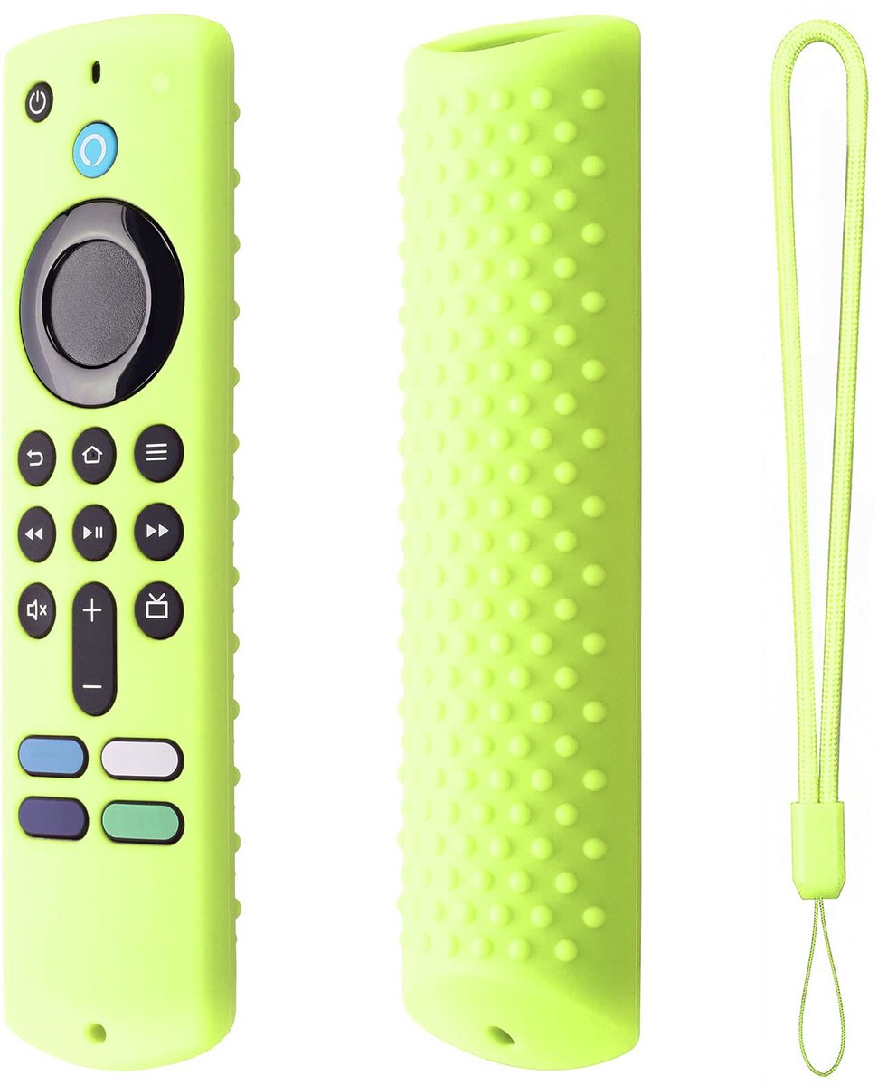 Remote Control Cover, Remote Control Cover, Silicone Case with Cord, Non-Slip Silicone Cover for Fire TV Stick, Non-Slip Silicone Protective Case (Green)