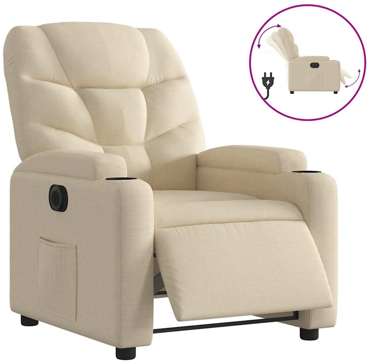 vidaXL Fauteuil - verstelbaar - elektrisch - stof - crèmekleurig