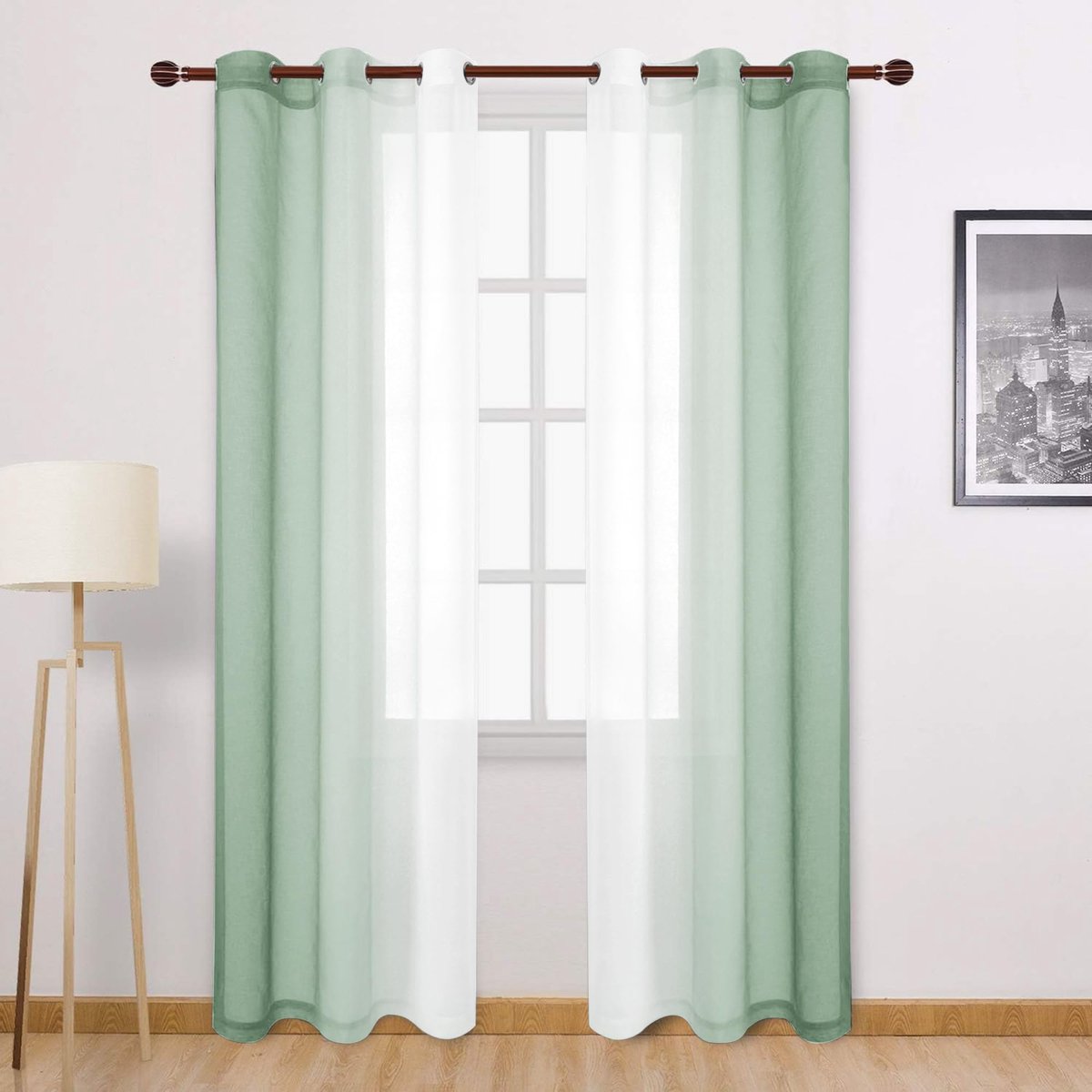 Azomor® Stijlvolle halftransparante gordijnen met kleurverloop voor woon- en slaapkamer