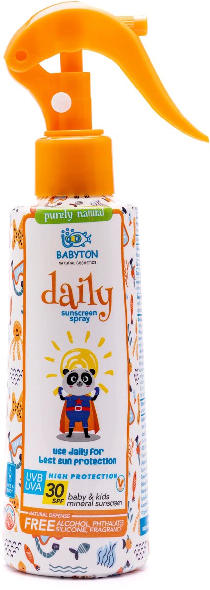 BABYTON - Zonnecrème SPF30 voor Baby en Kind - Natuurlijke zonnecrème - 200ml - Spray