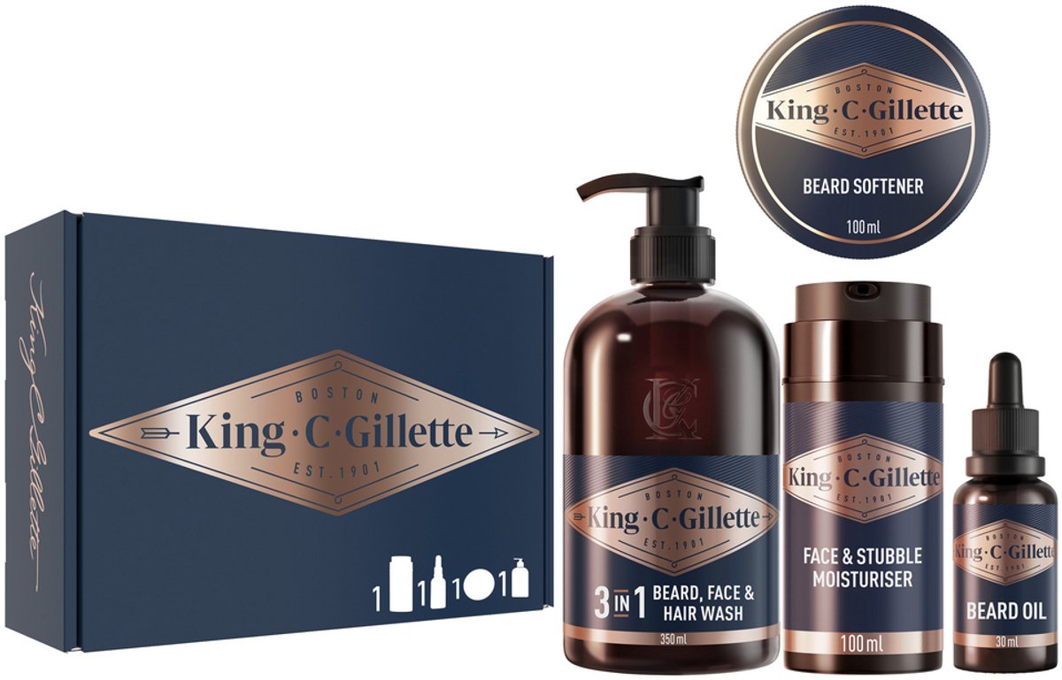 Giftpack King C. Gillette - Perfecte Baard Ritueel Kit voor Dagelijks Heerlijk Ruikende Baard