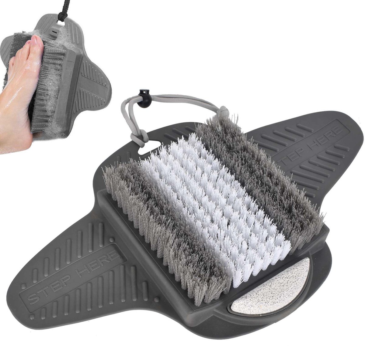 Azomor® Siliconen douchemat met scrubfunctie en bimssteen voor voetverzorging