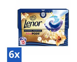 6 x Lenor - Wasmiddel Pods - Universeel - Amber & Orchidee - 15 Wasbeurten - Wascapsules - Lenor - Wasmiddel - Geur - Gouden Orchidee
