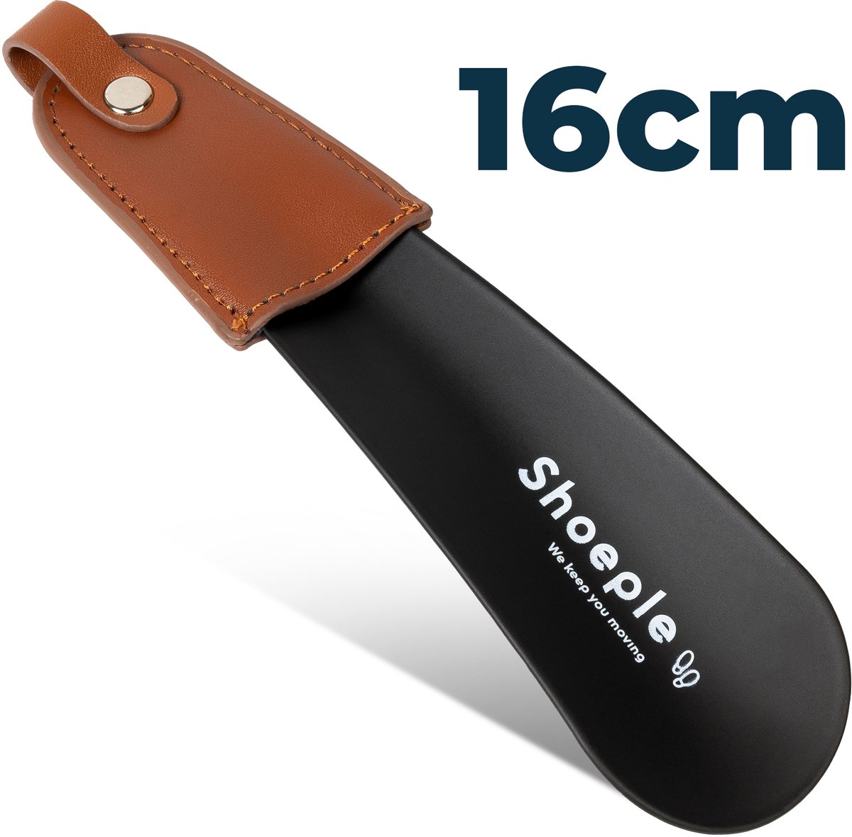 Shoeple Schoenlepel - 16cm Lang - RVS Duurzaam en extra sterk - Zwart