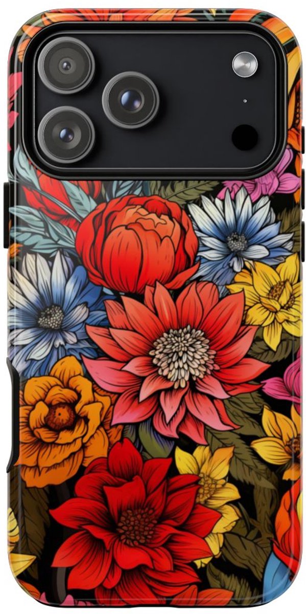 Levendig Bloemenpatroon – Telefoonhoesje Geschikt voor iPhone 17 Pro Max