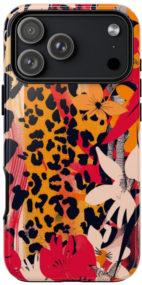 Abstracte Bloemen- en Dierenprint – Telefoonhoesje Geschikt voor iPhone 17 Pro Max