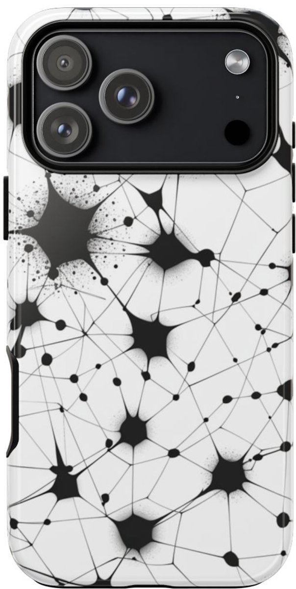 Zwart-Wit Abstract Netwerkpatroon – Telefoonhoesje Geschikt voor iPhone 17 Pro Max