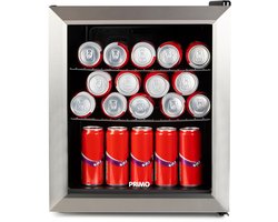 PRIMO PR194BC Drankkoelkast - Minibar - Mini Koelkast - Glazen deur - 46L - C - Zwart