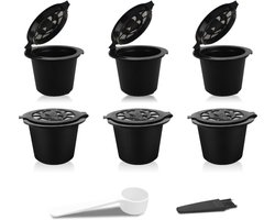 Herbruikbare Espresso Capsules - Koffiepads voor Nespresso Machines - Milieuvriendelijk & Bespaart Geld - Geschikt voor Thuisgebruik & Kantoren - Zwarte Koffiefilters - 6 Stuks - 38mm Diameter