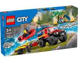 foto van LEGO City 4x4 brandweerauto met reddingsboot - 60412