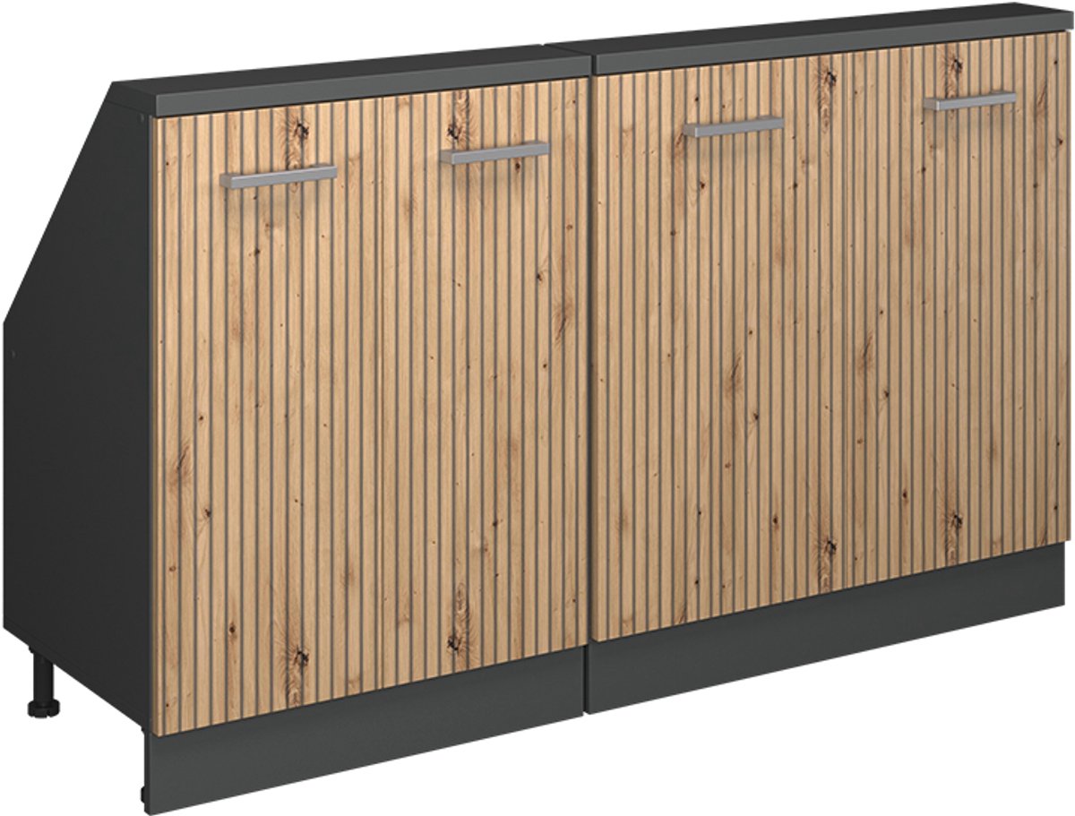Vicco Rion Kastenset voor schuine wand – Set van 2 Artisanaal eiken/antraciet