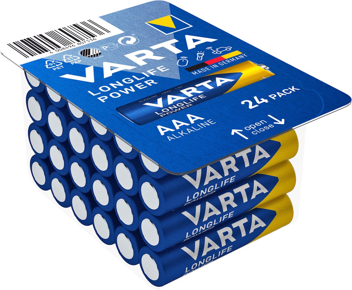 72x Varta Power Alkaline Batterij AA & AAA