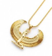 Collier doré avec pendentif déesse égyptienne - collier pour homme - pendentif fantaisie - design ailé