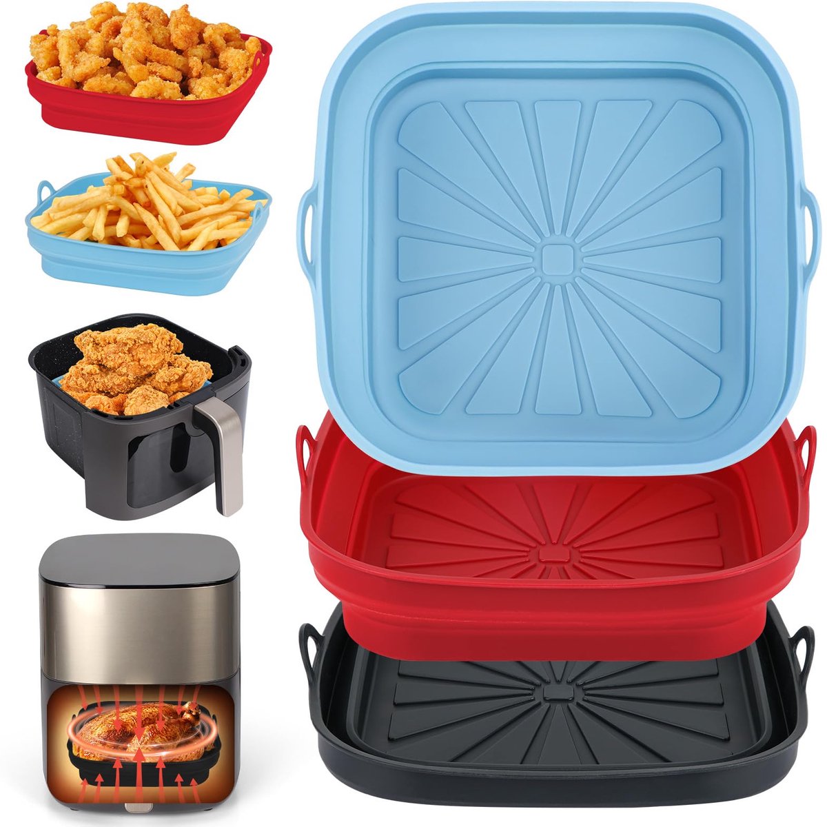 Azomor® Herbruikbare siliconen bakvormen set voor airfryer, magnetron en oven