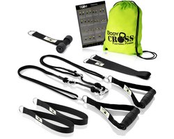 BodyCROSS® Premium Slingtrainer – Made in Germany, Getest & Gecertificeerd – Krachttrainingsset met Deuranker, Poster, Trainingsplan & Bevestigingslus – Thuis & Outdoor