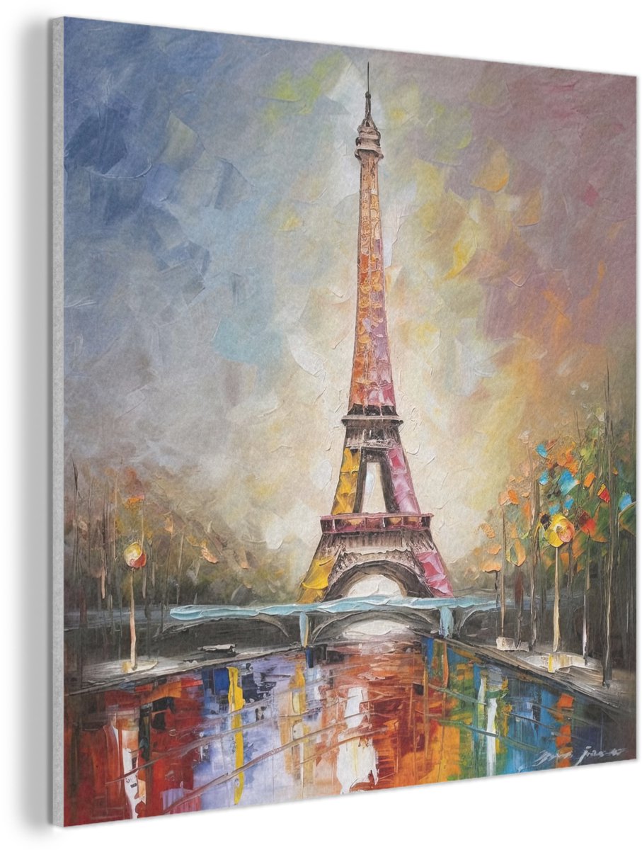 Akoestisch wandpaneel 40x40 cm - Vilt schilderij Eiffeltoren - Schilderij - Olieverf - Parijs - Akoestische panelen - Geluidsdempende wanddecoratie - Geluidsisolatie woonkamer - Muurdecoratie geluidspanelen