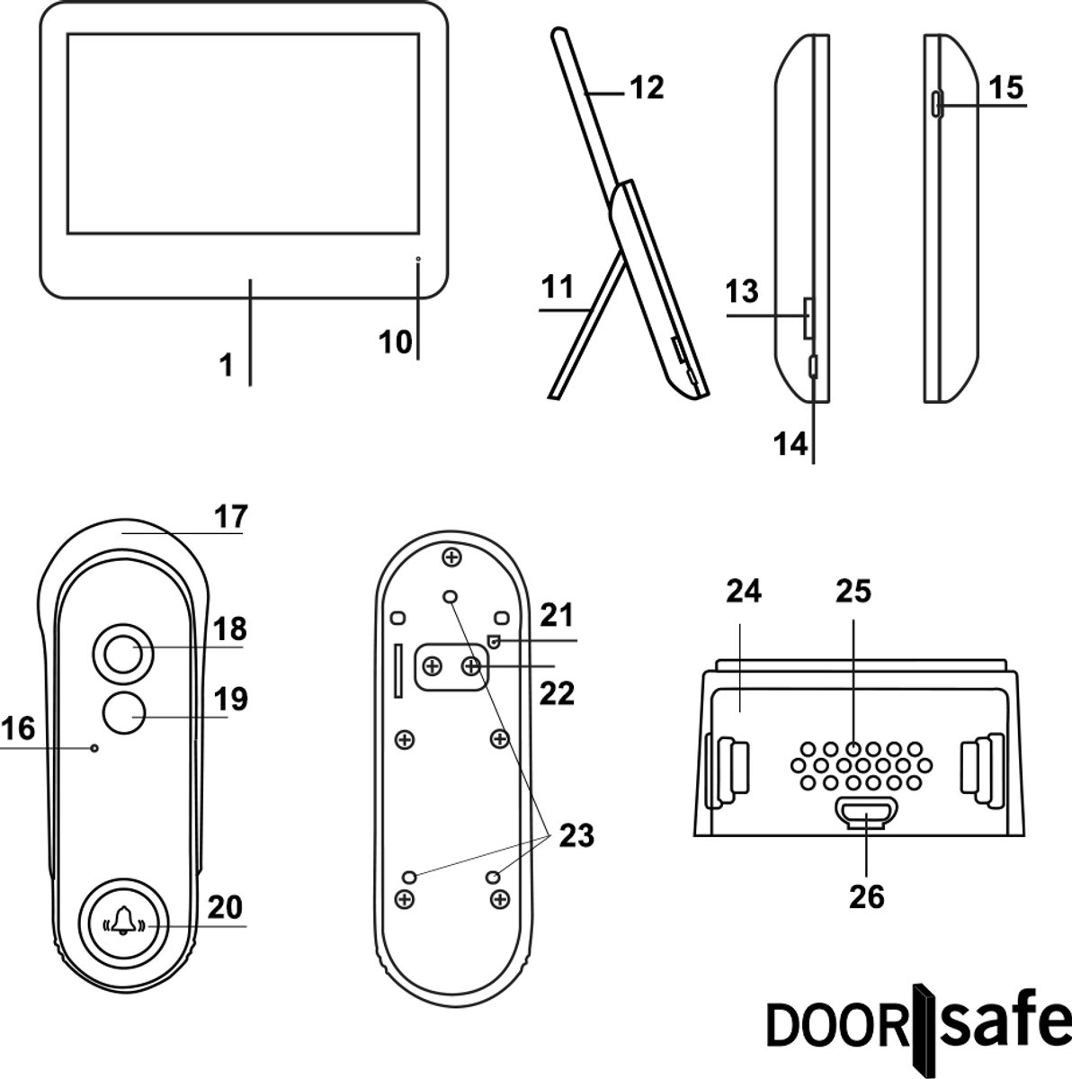 Doorsafe 4651 + Voeding | HD draadloze camera deurbel | 7″ - afbeelding 2