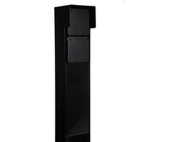 Buitenstopcontact - Glampère New Hydro - Pro+ - Zwart - Tuinpaaltje met dubbel stopcontact randaarde, kabeldoos, afdekkap en installatiedraad - 1 wartel - IP55 - 65cm