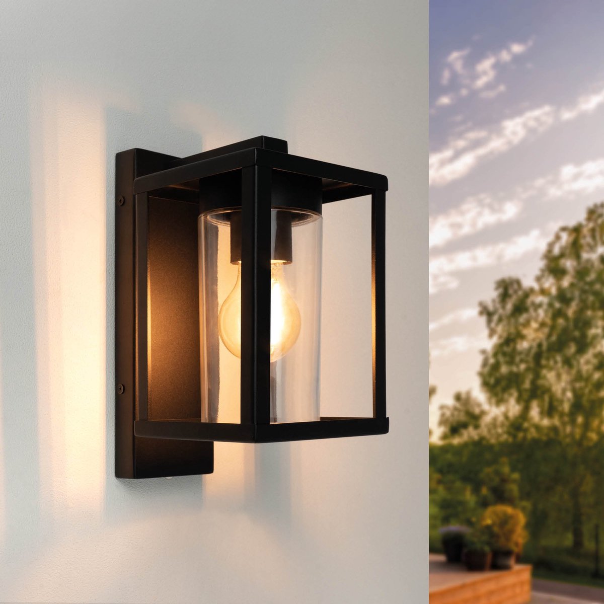 Bol.com Ledvion - LED Wandlamp Incl. Sensor - E27 - IP44 - Zwart aanbieding
