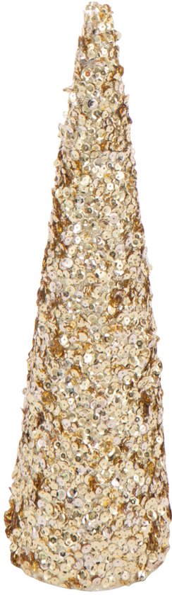 J-Line décoration Cône Paillettes Mousse - plastique - or - small