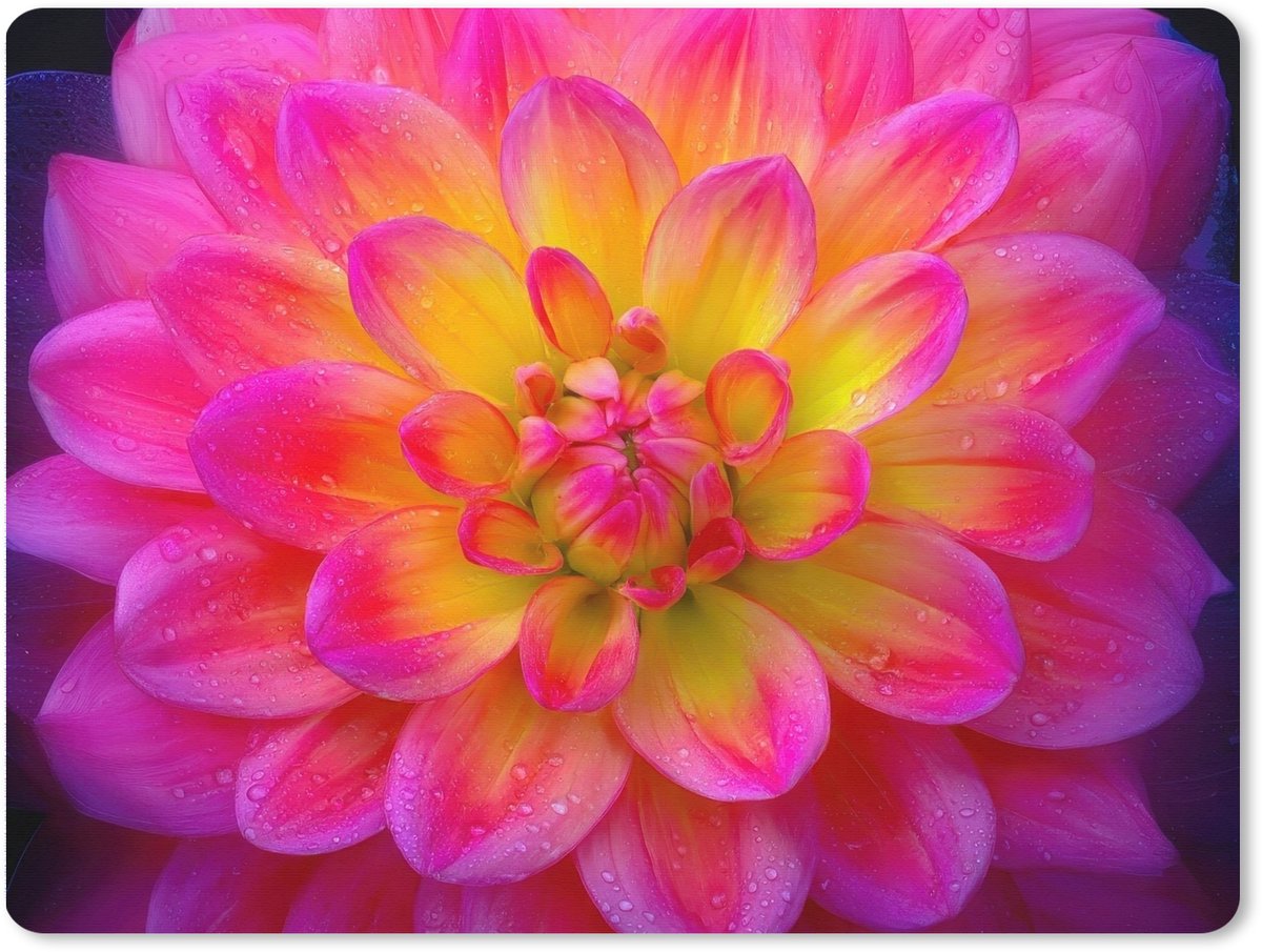 Muismat XXL 80x60 cm - Bureau onderlegger - Bureau mat Roze - Dahlia - Kleurrijk - Bureaumat - Gaming mousepad xl - Bureaulegger groot - Computer deskmat
