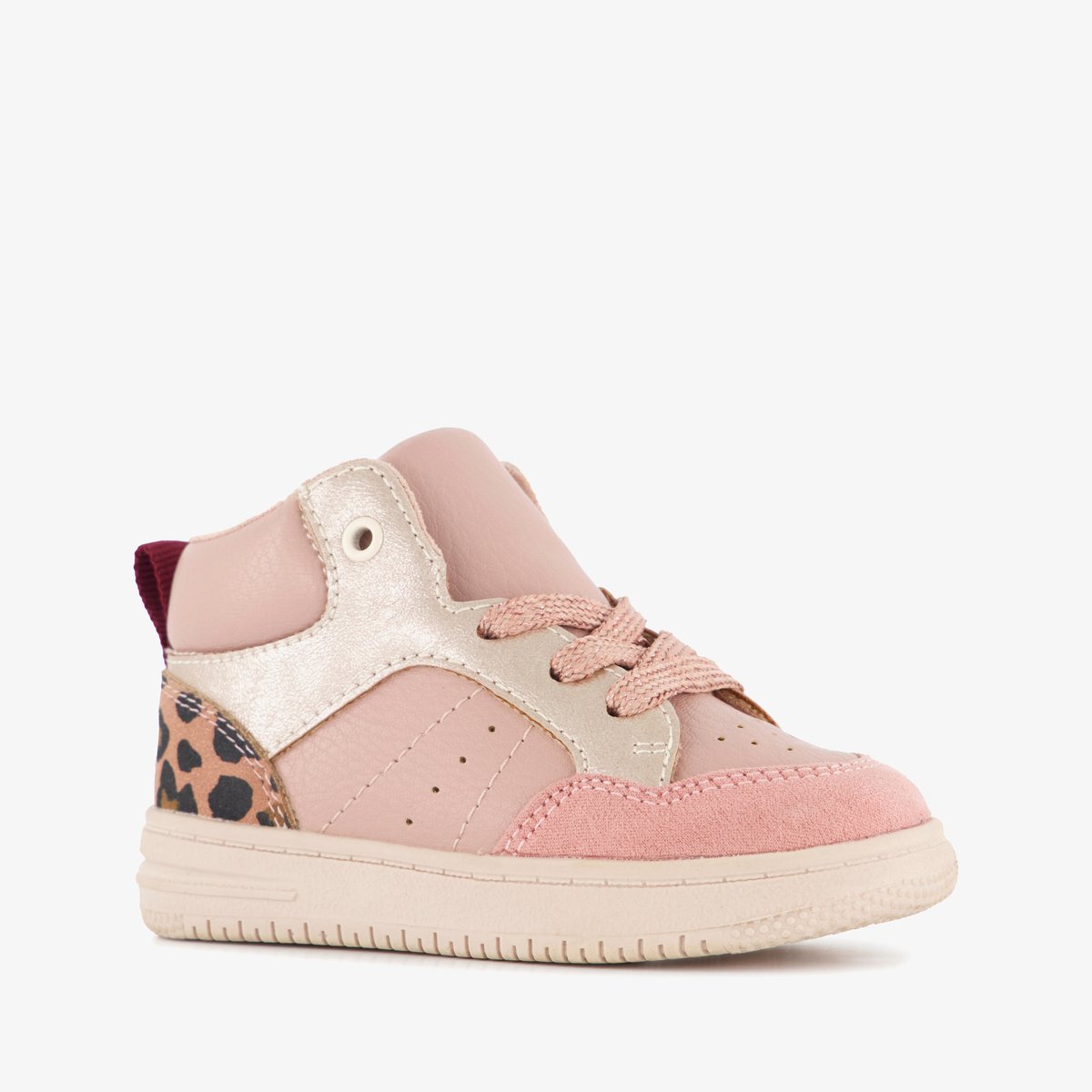 Blue Box hoge meisjes sneakers met luipaardprint roze - Maat 26 - Uitneembare zool