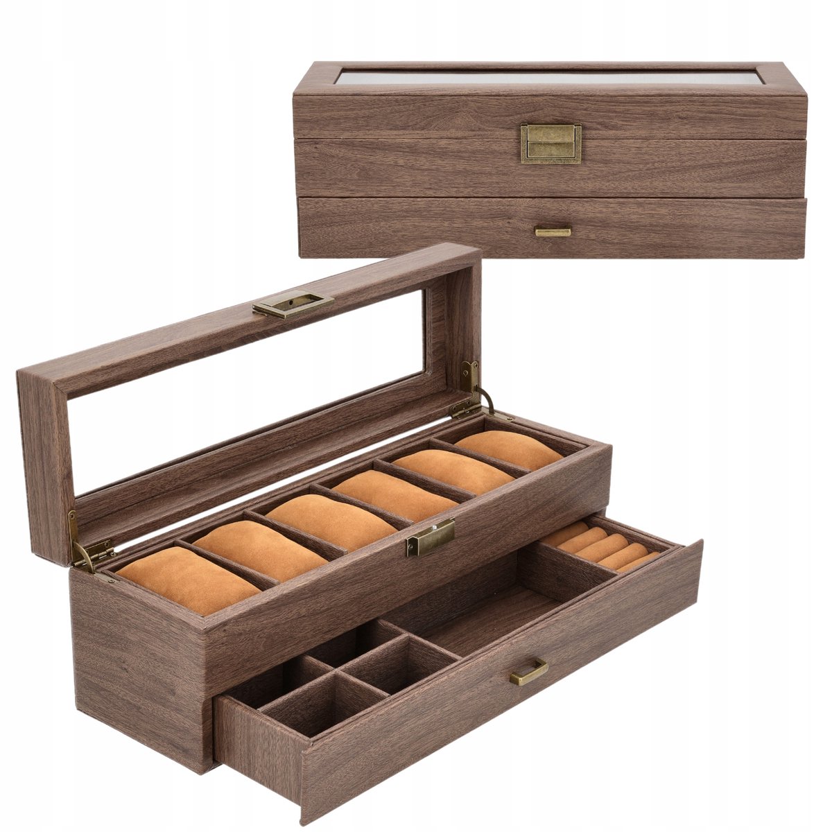 Luxe Sieraden Horloge Doos - Organizer met Glazen Deksel