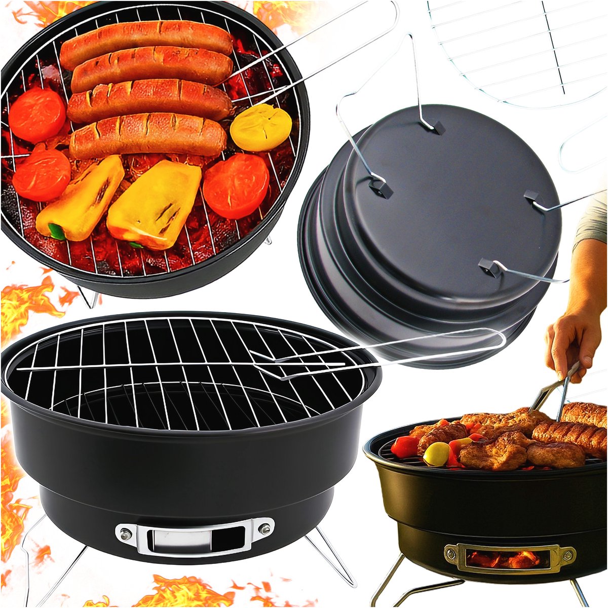 Draagbare Koolgrill 26cm - Opvouwbaar & Compact voor Tuin & Camping