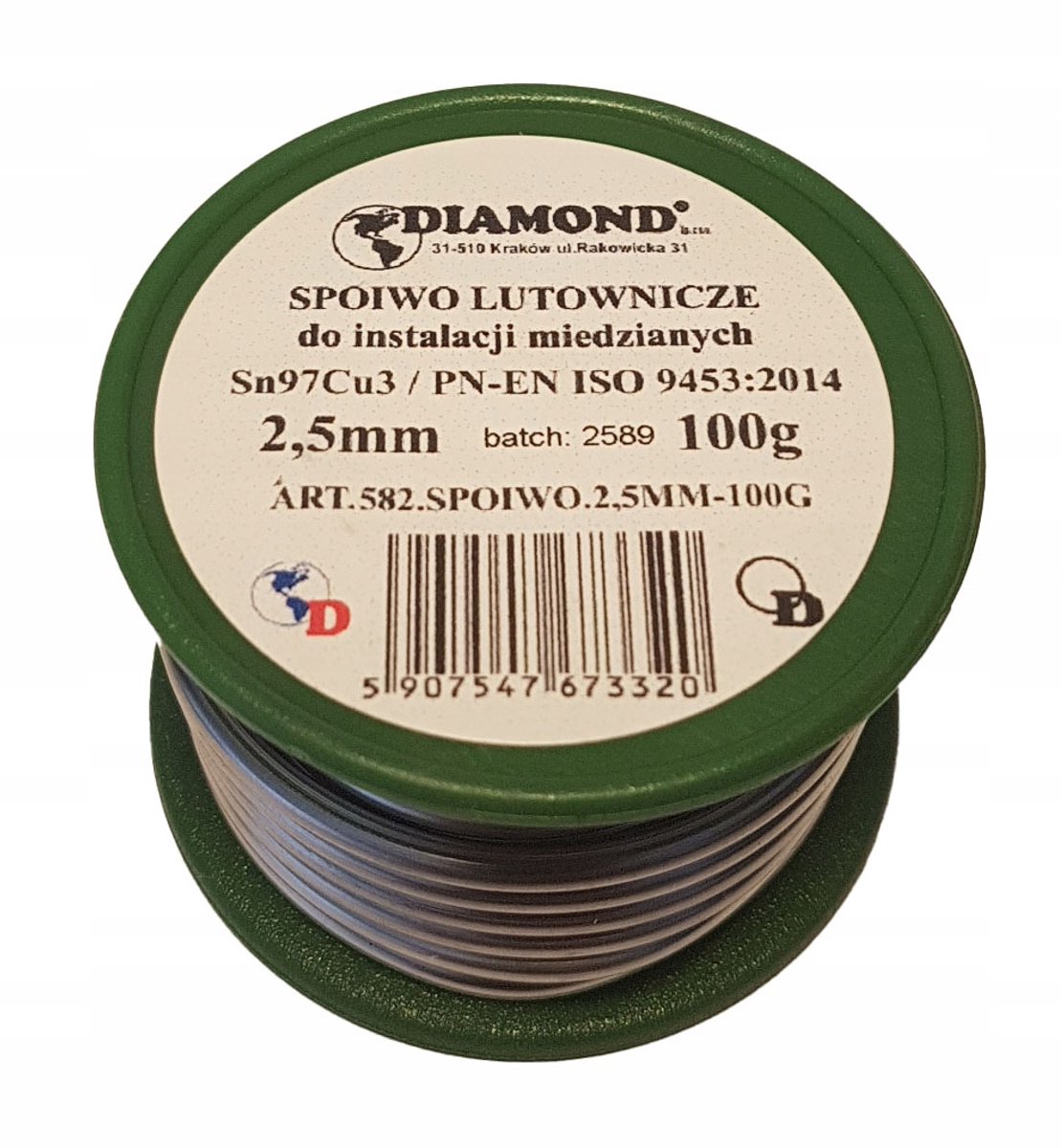 Soldeer tin Sn97Cu3 2.5 mm 100g loodvrij voor koperen leidingen