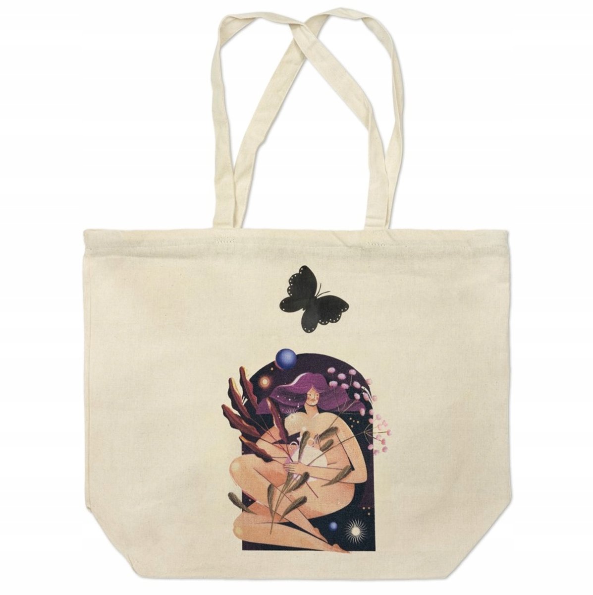 Ruime Katoenen Boodschappentas met Rits - 48x15x40 cm, Ecru