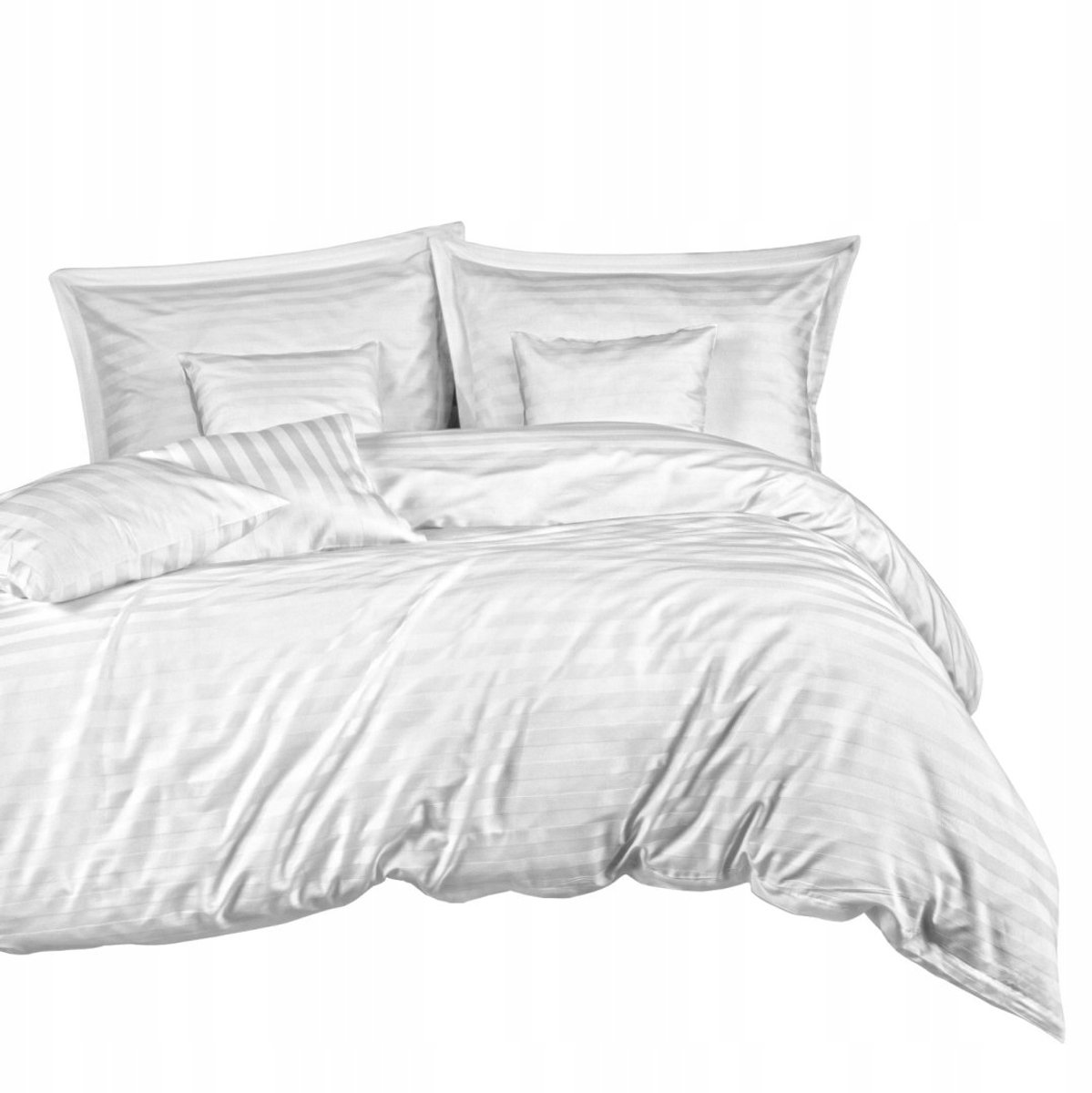 Luxe Bamboe Katoen Satijn Beddengoed STRIPE WHITE 160x200cm