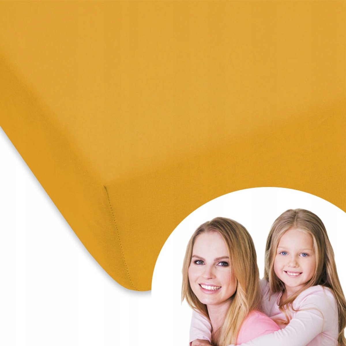 Jersey Hoeslaken Geel 160x200 cm met Elastiek