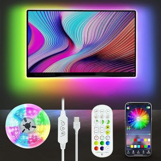 Govee RGBIC LED Light Bar, TV Backlight for 45-70 Inches, 3 Placement Options, Works with Alexa and Google Assistant, Controlled via App and Control Box for PC Gaming Decoration, Black