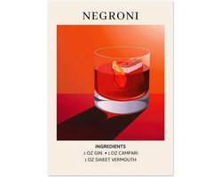 Negroni cocktail - Ingrediënten poster 50x70 cm