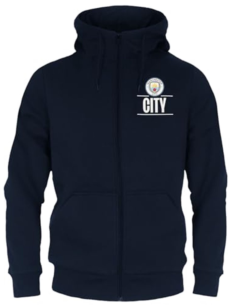 Heren Hoody met Rits Fleece - Blauw - Maat L
