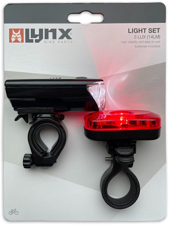 Lynx Fiets  Verlichtingsset Basic 3 Lux Batterij Led Voorlamp & Achterlamp — afbeelding 2
