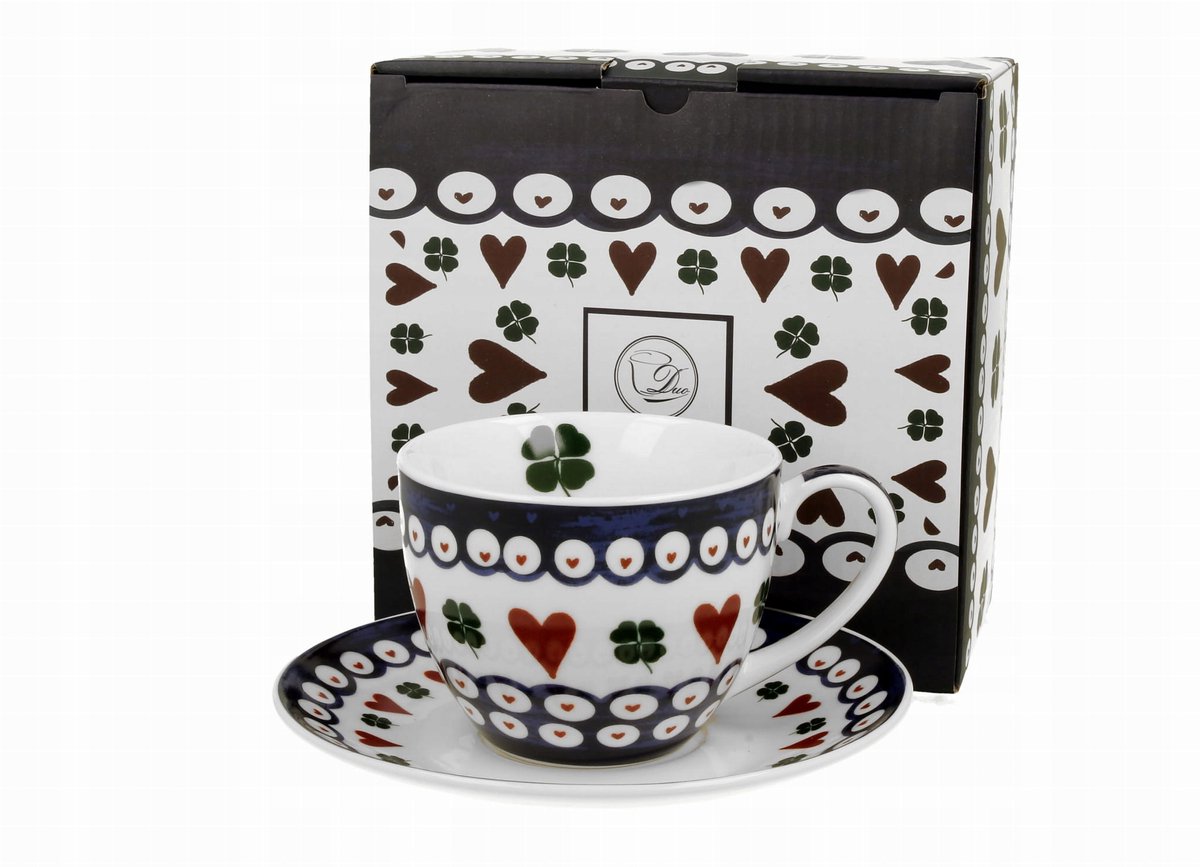 INDIGO 3 Porseleinen Kop & Schotel 250ml - Geluk op Tafel