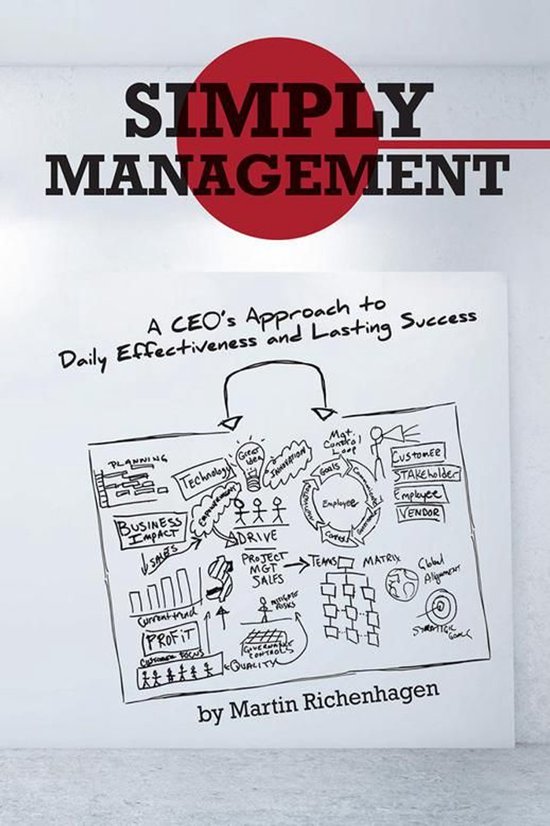 Boek "Simply Management" van Martin Richenhagen, met een schematische weergave van managementconcepten.