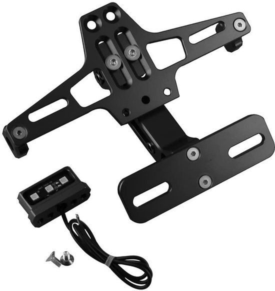 Verstelbare motorfiets kentekenplaat houder met LED verlichting voor diverse modellen - Aluminium CNC frame
